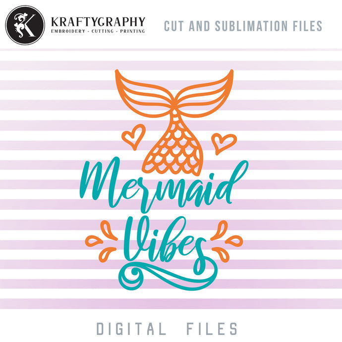 Mermaid Tail SVG Files, Beach Shirt PNG for Sublimation, Summer Vacation Clipart, Summer Sayings Dxf Laser Files, Beach Towels SVG, Bag Svg-Kraftygraphy