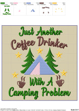 Load image into Gallery viewer, Drinking Camping Machine Embroidery Designs, Coffee Embroidery Patterns, Campsite Towels Embroidery Sayings, Lake Cabin Pes Files, Forest-Kraftygraphy
