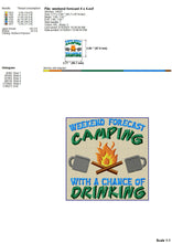 Load image into Gallery viewer, Camping Drinking Machine Embroidery Designs, Weekend Forecast Embroidery Patterns, Beer Can Coolers Pes Files, Lake Camping Shirt Hus Files-Kraftygraphy
