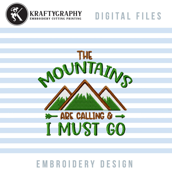 Mountain Camping Machine Embroidery Designs, Hiking Embroidery Patterns, Adventure Pes Files, Outdoor Hus Files, Family Vacation Dst-Kraftygraphy