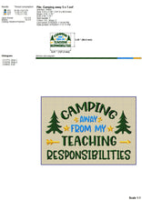 Load image into Gallery viewer, Camping Teacher Machine Embroidery Designs, Funny Camping Embroidery Patterns, Camping Shirt Embroidery Sayings, Teacher Vacation Pes Files-Kraftygraphy
