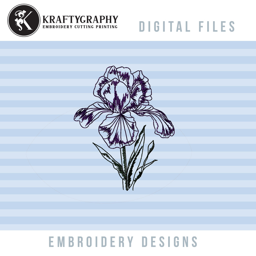 Iris Flower Embroidery Designs for Spring and Easter Projects-Kraftygraphy