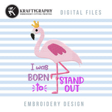 Load image into Gallery viewer, Baby Flamingo Machine Embroidery Designs, Pink Flamingo Embroidery Patterns, Cute Flamingo Bird Embroidery Sayings, Tropical Pes, Summer Hus-Kraftygraphy
