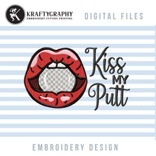Load image into Gallery viewer, Kiss my putt - funny golf embroidery saying for machine embroidery-Kraftygraphy
