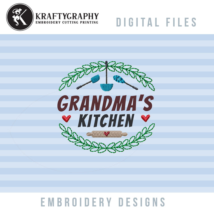 Kitchen Split Monogram Frame Machine Embroidery Design for Aprons, Kitchen Towels and Pot Holders-Kraftygraphy