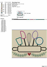 Load image into Gallery viewer, Cute Kitchen Embroidery Design for Aprons, Kitchen Towels, Pot Holders With Cooking Ustensils-Kraftygraphy
