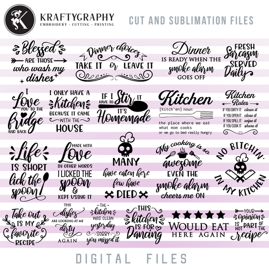Funny Kitchen SVG Bundle, Kitchen Sayings Word Art, Hilarious Kitchen Signs Decals, Adult Humor Dxf Quotes, Sarcastic PNG Sublimation, Rude SVG-Kraftygraphy