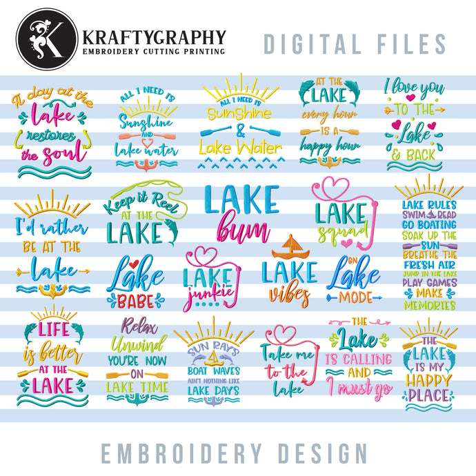 Lake Machine Embroidery Designs, Camping Embroidery Patterns, Camper Embroidery Files, Campsite Embroidery Pes, Lake Shirt Embroidery, Lake House Embroidery, summer embroidery-Kraftygraphy