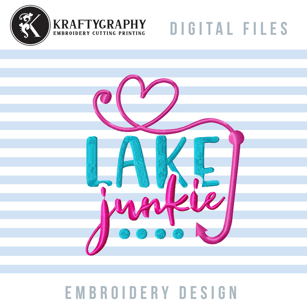 Lake Junkie Machine Embroidery Designs, Lake Embroidery Sayings, Lake Camping Embroidery Files, Lake Hat Pes Files, Lake Baseball Hat Embroidery Jef Files,-Kraftygraphy