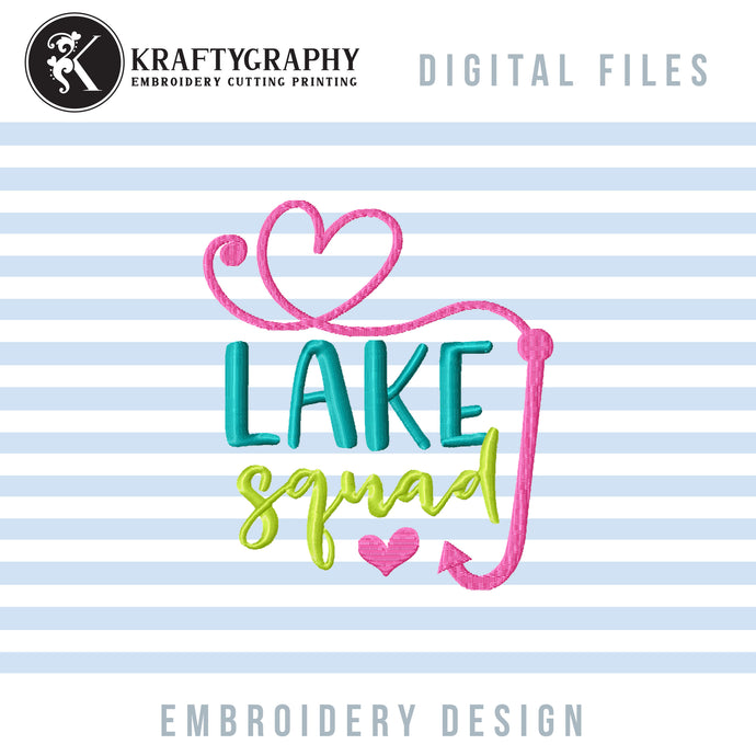 Lake Squad Embroidery Designs, Camping Machine Embroidery Designs, Fishing Hook Embroidery Design, Mountain Embroidery Sayings, Summer Embroidery Ideas, Beach Towel Embroidery,-Kraftygraphy