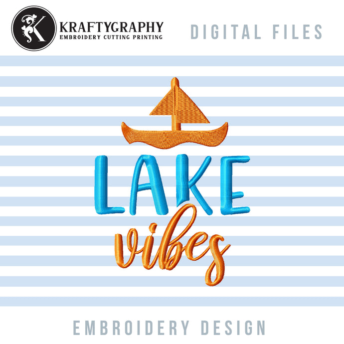 Lake Vibes Embroidery, Camping Machine Embroidery Patterns, Fishing Cap Embroidery Designs, Embroidered Summer Hats, Summer Embroidery Ideas, Beach Towel Embroidery, Forest Lake Embroidery,-Kraftygraphy
