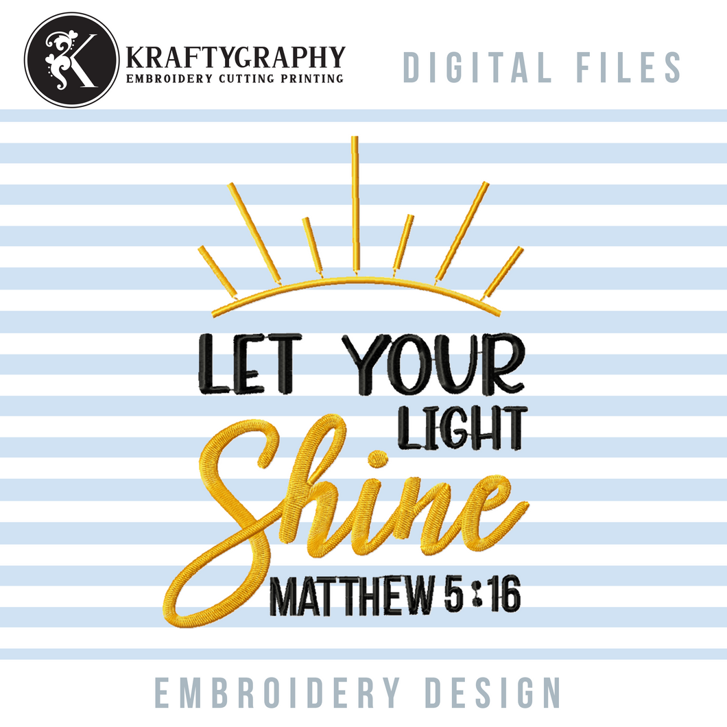 Religious Machine Embroidery Designs, Matthew Bible Verses Embroidery Patterns, Let your light shine-Kraftygraphy