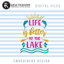 Load image into Gallery viewer, Lake Koozies Machine Embroidery Patterns, Lake Banner Embroidery Designs, Life Is Better at the Lake Embroidery, Lake Life Embroidery Pes Files-Kraftygraphy

