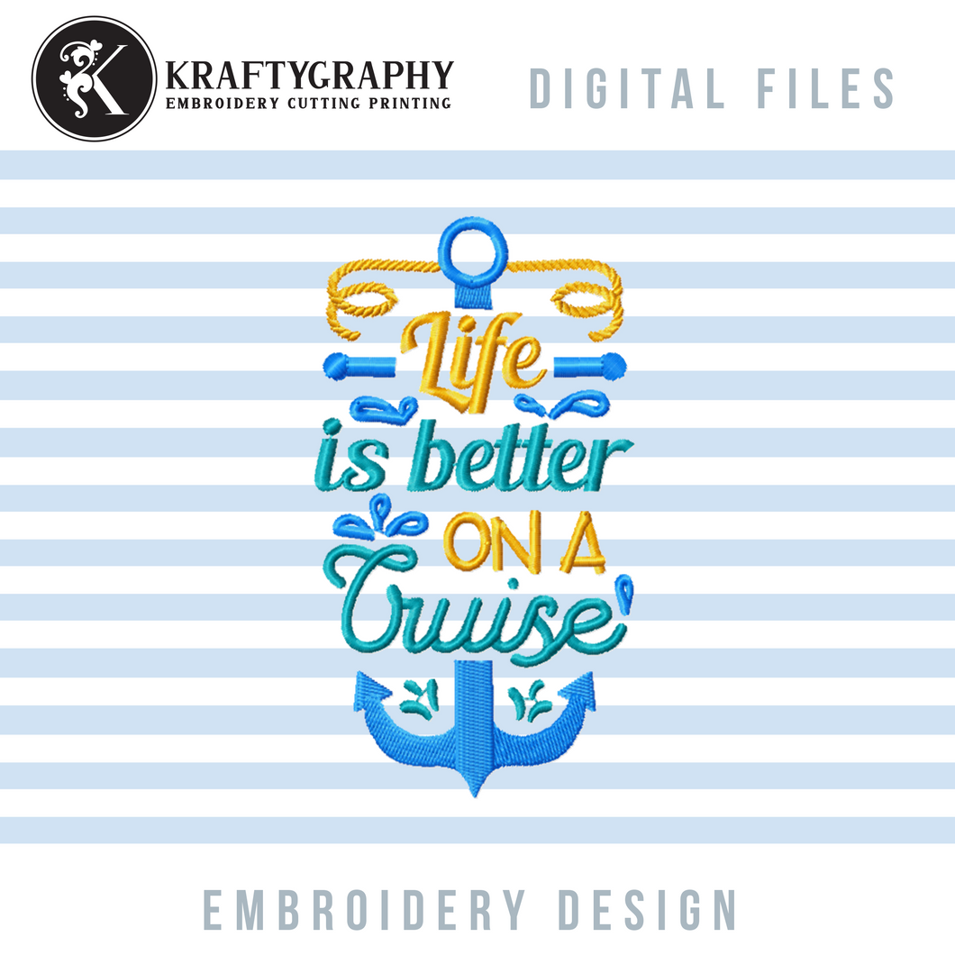 Cruise Life Machine Embroidery Designs-Kraftygraphy
