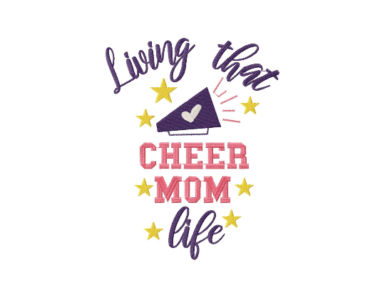 Cheer embroidery designs for machine - Cheer mom life-Kraftygraphy