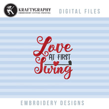Load image into Gallery viewer, Love at First Swing Machine Embroidery Design for Golf Towels-Kraftygraphy

