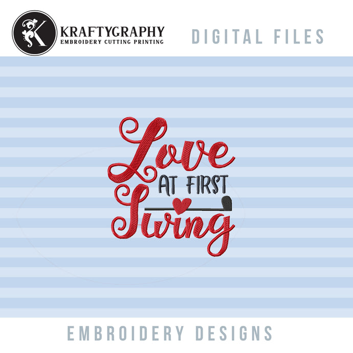 Love at First Swing Machine Embroidery Design for Golf Towels-Kraftygraphy