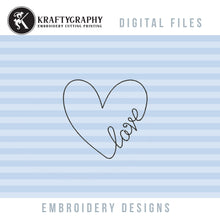 Load image into Gallery viewer, Love Word in Heart Embroidery Design for Valentine’s Day, Weddings and Couples-Kraftygraphy
