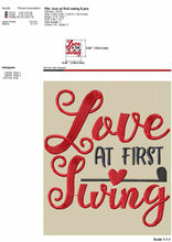 Load image into Gallery viewer, Love at First Swing Machine Embroidery Design for Golf Towels-Kraftygraphy
