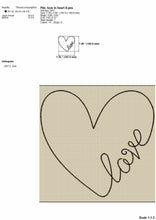 Load image into Gallery viewer, Love Word in Heart Embroidery Design for Valentine’s Day, Weddings and Couples-Kraftygraphy
