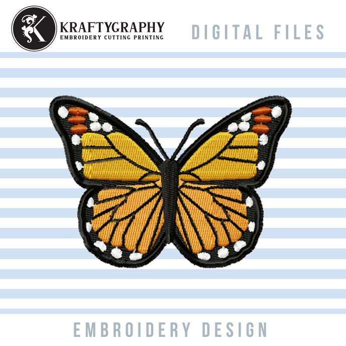 Monarch butterfly machine embroidery design-Kraftygraphy