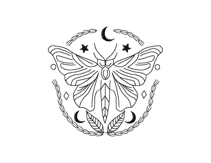 Celestial embroidery designs - mystical moth butterfly - triple stitch-Kraftygraphy