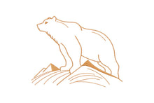 Load image into Gallery viewer, Bear on top of the mountain outline embroidery design-Kraftygraphy
