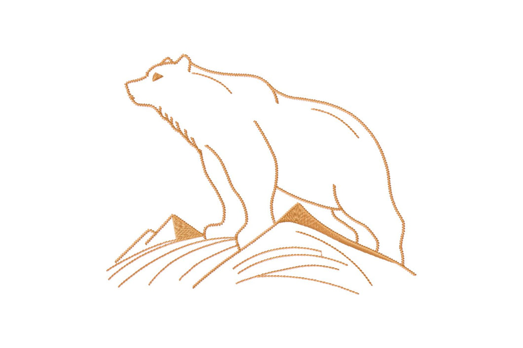 Bear on top of the mountain outline embroidery design-Kraftygraphy