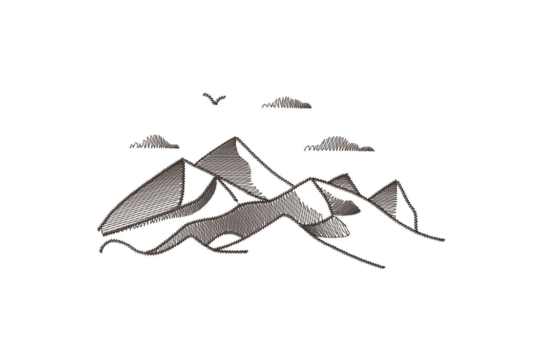 Mountain line embroidery design sketch-Kraftygraphy