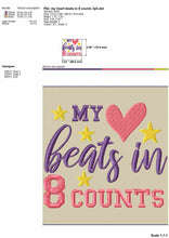 Load image into Gallery viewer, Cheer embroidery designs - My heart beats in 8 counts, dancer embroidery-Kraftygraphy
