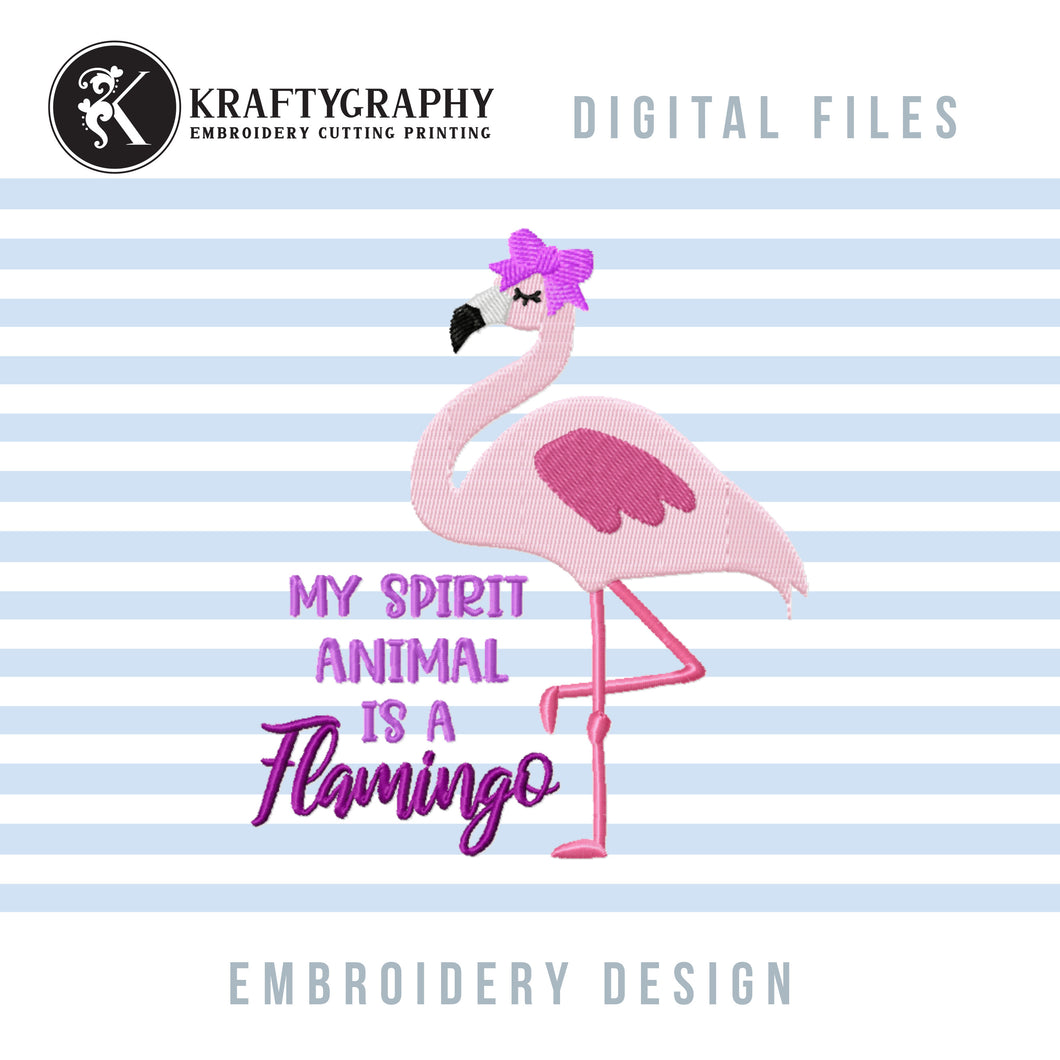 Pink Flamingo Machine Embroidery Designs, Cute Flamingo Embroidery Patterns, Simple Flamingo Pes Files, Summer Bird Jef, Embroidery Sayings-Kraftygraphy