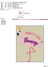 Load image into Gallery viewer, Party Flamingo Machine Embroidery Designs, Flamingo Birthday Embroidery Patterns, Flamingo Shirt Embroidery Ideas, Summer Pes Files, Jef-Kraftygraphy
