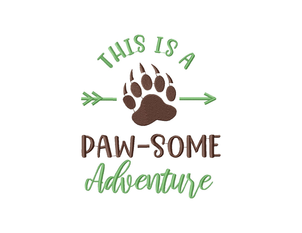Funny hiking embroidery designs with bear paw - This is a paw some adventure-Kraftygraphy