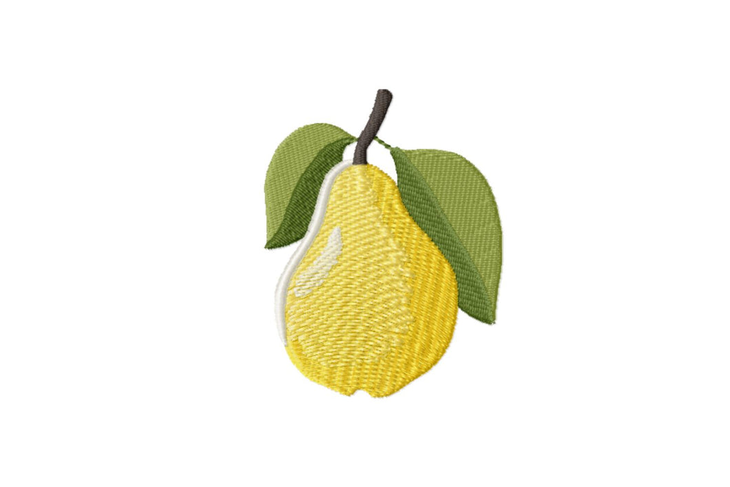 Small Pear embroidery design for machine in 9 sizes, fill stitch style-Kraftygraphy