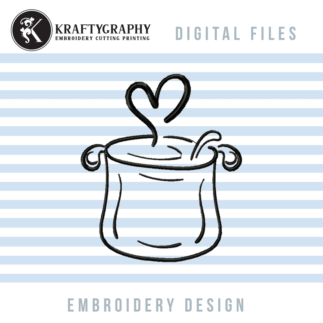 Cooking pot kitchen embroidery design-Kraftygraphy
