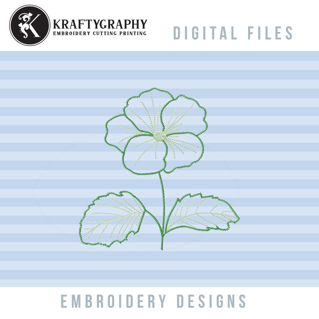 Simple Primrose Flower Embroidery Design for Machine Embroidery-Kraftygraphy