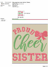 Load image into Gallery viewer, Cheer embroidery designs - Proud cheer sister-Kraftygraphy
