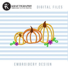 Load image into Gallery viewer, Pumpkin Trio Applique Design, Sketch Pumpkin Embroidery Design, Applique Pumpkin Embroidery Design, Fall Embroidery Designs, Thanksgiving Embroidery Designs-Kraftygraphy
