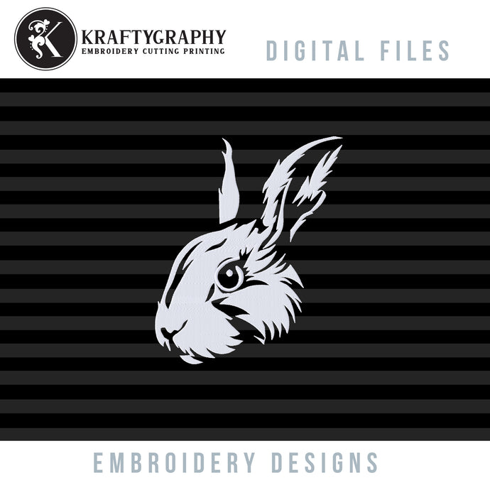 Snowy Sweetheart: White Bunny Face Embroidery Design for Animal Kingdom Projects-Kraftygraphy