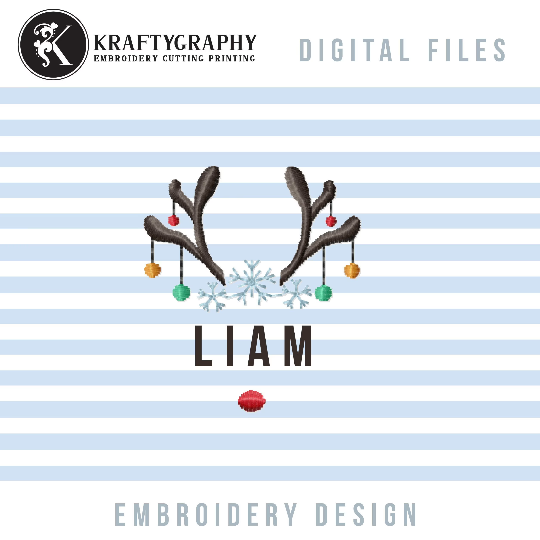 Christmas Reindeer embroidery, Split Monogram Frame Embroidery Design for Machine Embroidery-Kraftygraphy