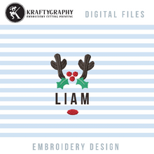 Load image into Gallery viewer, Baby Reindeer Monogram Frame Embroidery Design for Machine Embroidery Christmas Projects-Kraftygraphy
