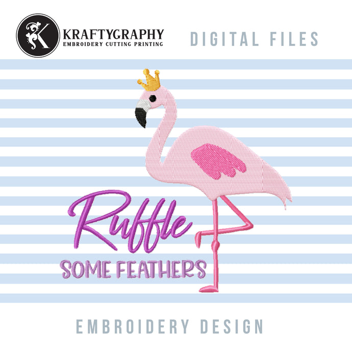 Pink Flamingo Machine Embroidery Designs, Motivational Embroidery Patterns, Tropical Embroidery Ideas, Flamingo Pes for Shirts, Summer Jef-Kraftygraphy