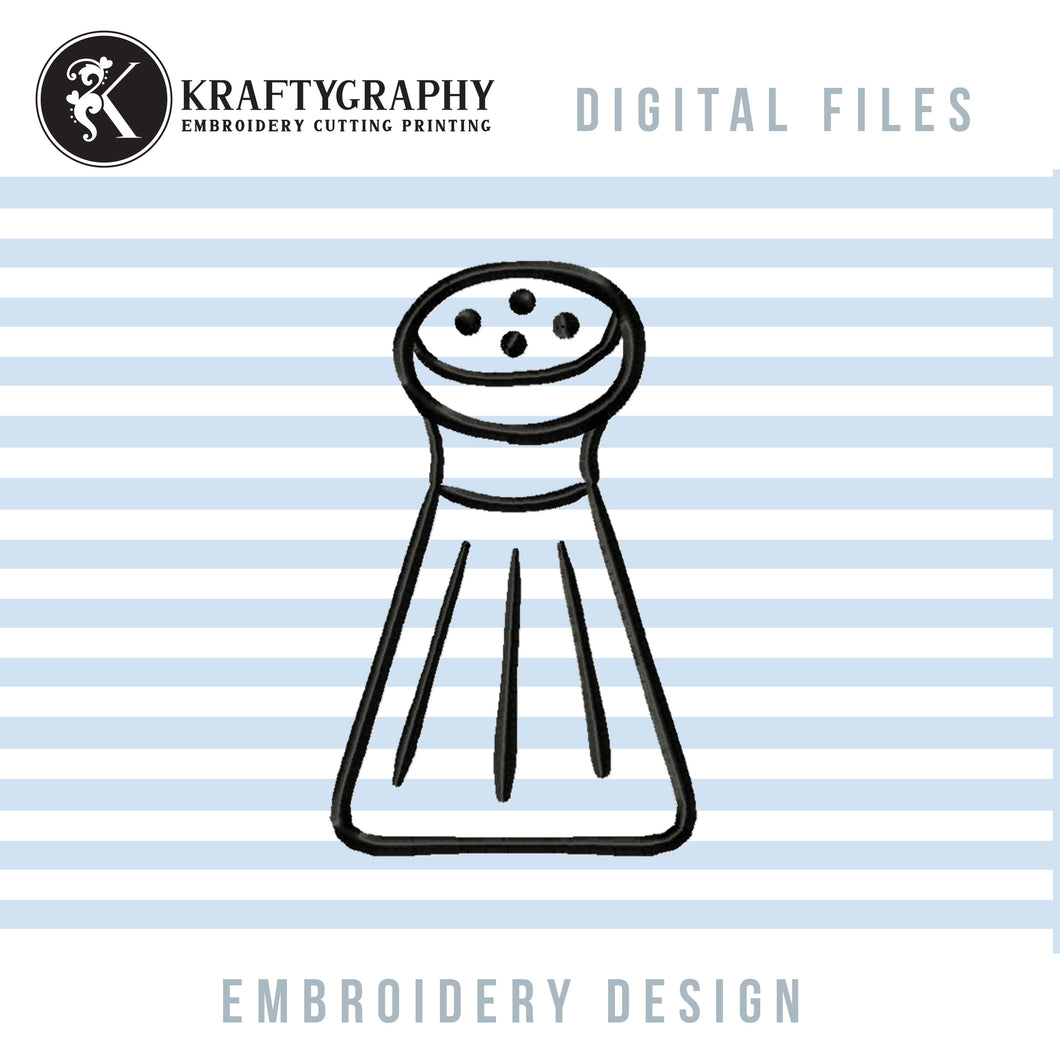 Salt shaker kitchen embroidery design outline-Kraftygraphy
