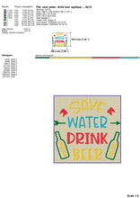 Load image into Gallery viewer, Beer Machine Embroidery Designs, Drink Water Save Beer Embroidery Patterns, Drinking Embroidery Sayings, Beer Mug Rug Pes Files, Beer Can Sleeve Embroiderty Stitches, Beer Koozies Jef Files, Costers Embroidery-Kraftygraphy
