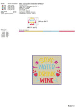 Load image into Gallery viewer, Wine Machine Embroidery Designs, Wine Glass Embroidery Patterns, Funny Drinking Embroidery Sayings, Alcohol Pes Files, Adult Humor Jef Quotes, Sarcastic Embroidery Stitches, save water drink wine embroidery-Kraftygraphy
