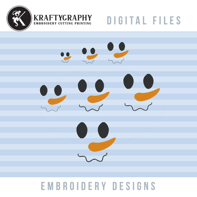 $1.00 Snowman face embroidery design for ball embroidery-Kraftygraphy