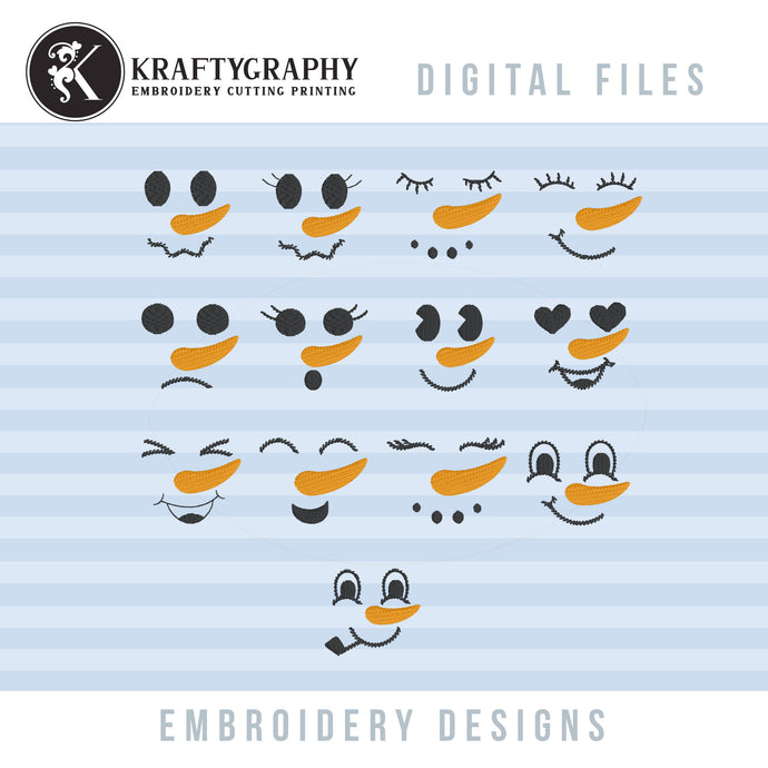 Snowman Face Embroidery Designs Bundle for Machine Embroidery - Multiple sizes available-Kraftygraphy