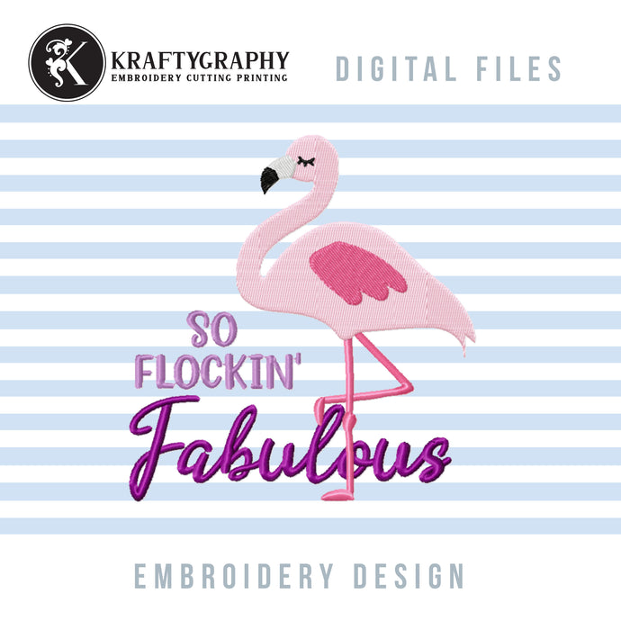 Pink Flamingo Machine Embroidery Designs, Cute Flamingo Embroidery Patterns, Summer Embroidery Ideas, Tropical Pes Files, Funny Jef Files, Summer Pes-Kraftygraphy