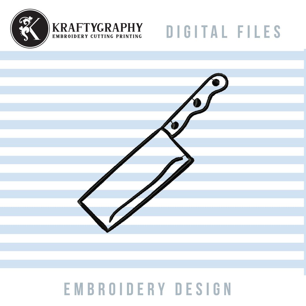 Meat knife kitchen embroidery designs-Kraftygraphy
