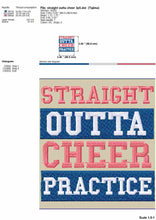 Load image into Gallery viewer, Cheer embroidery designs - Straight outta cheer practice-Kraftygraphy
